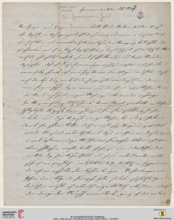 Nachlass Georg Gottfried Gervinus. Korrespondenz Carl und Sophie Oesterley/Georg Gottfried und Viktoria Gervinus: Brief von Sophie Oesterley an Viktoria Gervinus