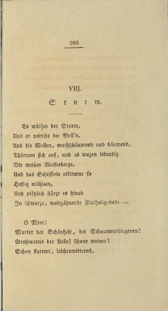 VIII. Sturm.