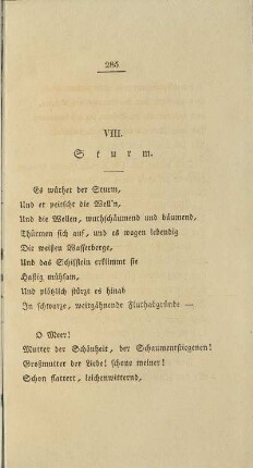 VIII. Sturm.