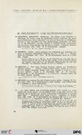 III. Holzschnitt- und Kupferstichwerke (Nr. 88-162)
