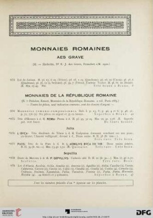 Monnaies Romaines (Nr. 973-1551)