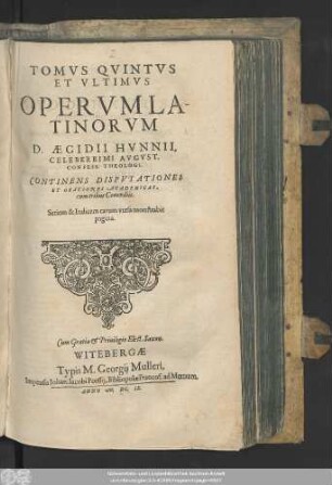 5: Continens Disputationes Et Orationes Academicas, cum tribus Comoediis