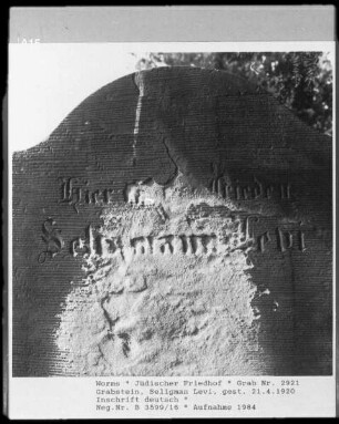 Grabstein von Seligman Levi (+ 1920.04.21)