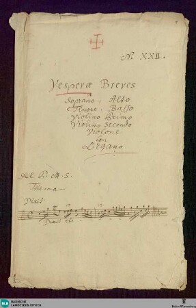 5 Sacred songs - Don Mus.Ms. 1500 : V (X), strings, org