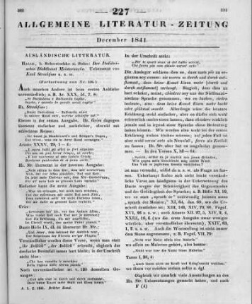 Ariosto, L.; Dante, A.; Tasso, T.: Der italiänischen Dichtkunst Meisterwerke. Übers. v. K. Streckfuss. Halle: Schwetschke 1841 (Fortsetzung von Nr. 226)