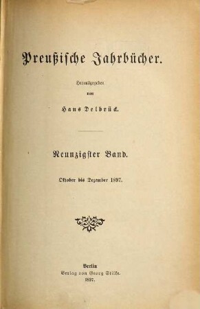 Preußische Jahrbücher. 90. 1897