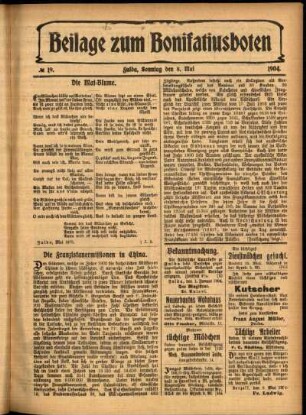 Zweite Ausgabe vom Sonntag, den 08. Mai 1904.