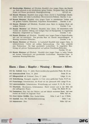 Eisen / Zinn / Kupfer / Messing / Bronze / Silber (Nr. 695-875)