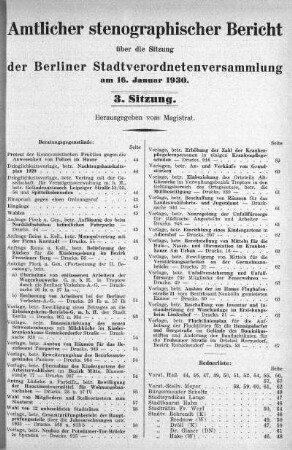 Sitzung 3, 16. Januar 1930