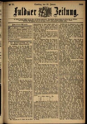 Zweite Ausgabe vom Samstag, den 26. Januar 1889.