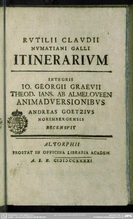 Rutilii Claudii Numatiani Galli Itinerarium