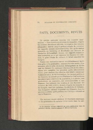 Faits, Documents, Revues.
