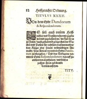 Titvlvs XXXII. VOn dem Eydt Dandorum & Respondendorum.