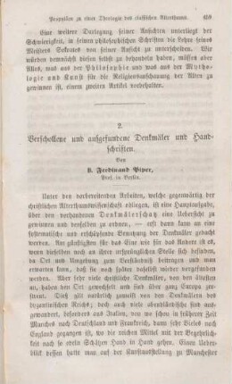 459-503 Verschollene und aufgefundene Denkmäler und Handschriften