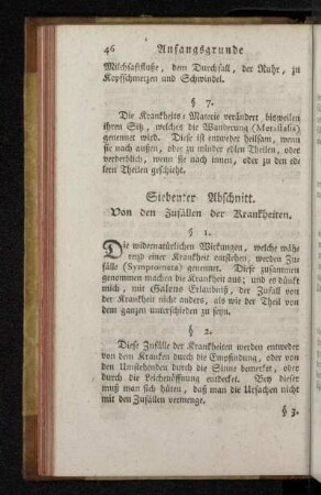 Siebenter Abschnitt. Von den Zufällen der Krankheiten.