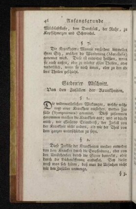 Siebenter Abschnitt. Von den Zufällen der Krankheiten.