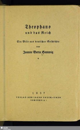Theophano und das Reich : ein Bild aus deutscher Geschichte