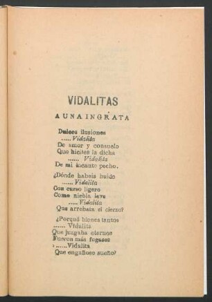 Vidalitas : A una ingrata
