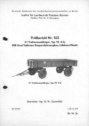 4 t Traktorenanhänger, Typ TA 4-2
