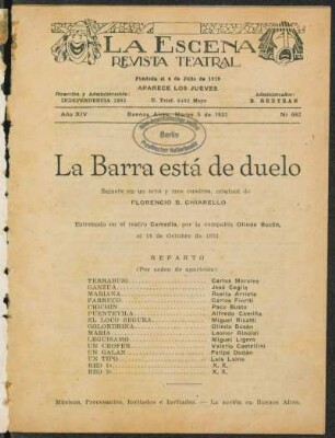 La barra está de duelo : sainete en un acto y tres cuadros