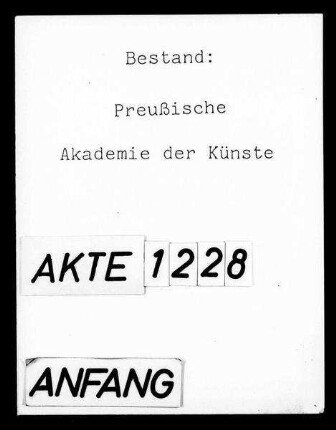 Protokolle der Sitzungen von Senat und Genossenschaft der Sektion für Musik