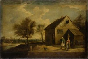 Landschaft mit Bauern vor ihrem Gehöft