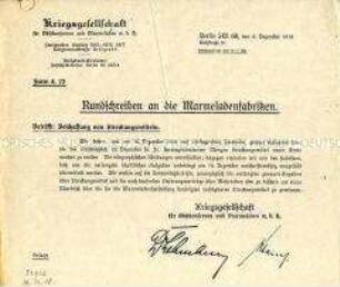 Rundschreiben an Marmeladenfabriken zur Beschaffung von Streckungsmitteln, Formular A.72