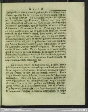 § IV. De Obligatione Subditorum, ex Imperii Formulâ