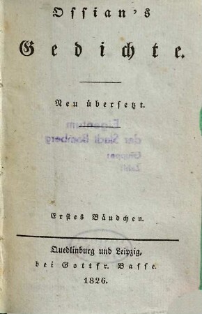 Ossian's Gedichte, 1