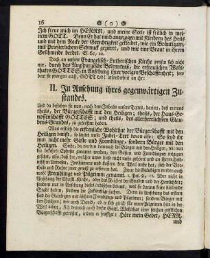 II. In Ansehung ihres gegenwärtigen Zustandes.