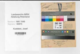 Entnazifizierung Josef Kuesters , geb. 31.03.1897 (Rangierer)