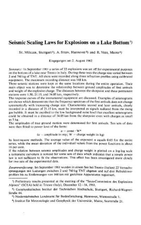 Seismic scaling laws for explosions on a lake bottom