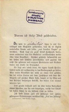 Aus kranken Tagen