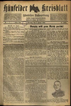 Erste Ausgabe vom Dienstag, den 03. Januar 1928.