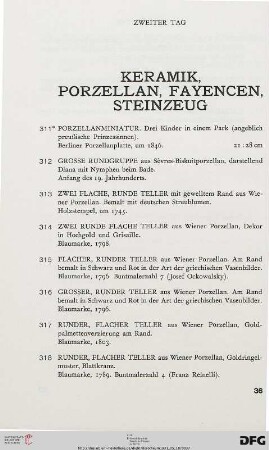 Keramik, Porzellan, Fayencen, Steinzeug (Nr. 311-352)