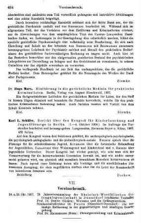 464, VII. Vereinschronik