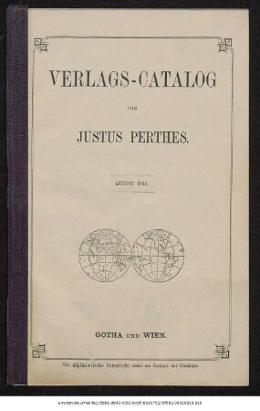 August 1864: Verlags-Catalog von Justus Perthes. August 1864.
