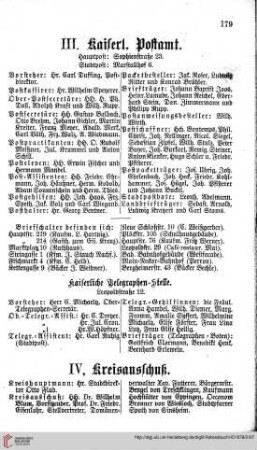 Kaiserliches Postamt u. Telegraphen=Stelle, Kreisausschuß