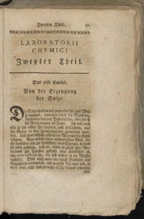 Zweyter Theil. [Von den Salzen]