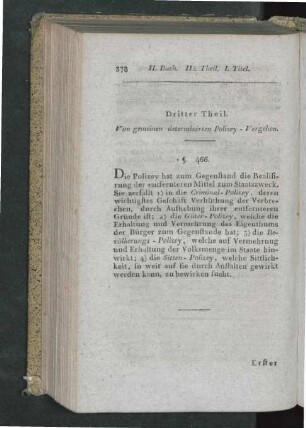Dritter Theil. Von gemeinen determinirten Polizey-Vergehen