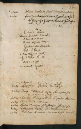 Sommerhalbjahr 1724. Rektorat Johann Rudolf Osiander