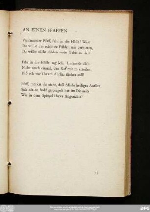 An Einen Pfaffen