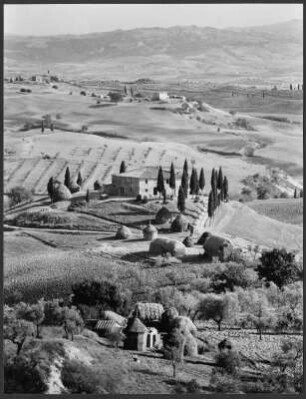 Landschaft mit Landhaus bei Pienza