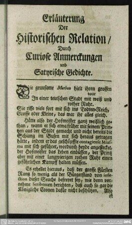 Mit einer Erläuterung Durch Curiose Anmerckungen und Satyrische Gedichte