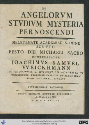 Angelorvm Stvdivm Mysteria Pernoscendi