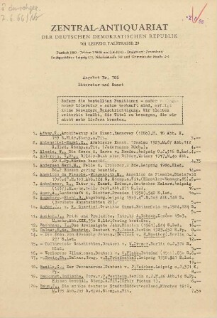 Nr. 786: Literatur und Kunst