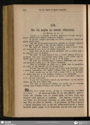 LXI. Na 22. ńeźelu po ßwětej tschojoscźi