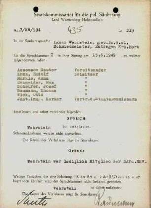 Wehrstein, Ignaz