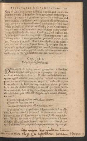 Cap. VIII. De causae definitione.