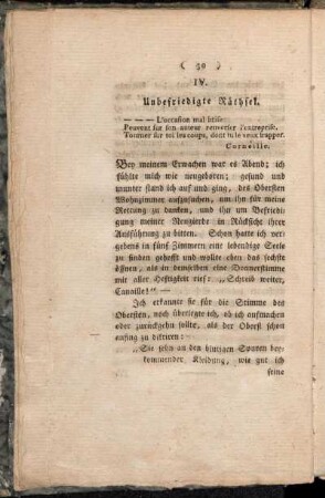 IV. Unbefriedigte Räthsel
